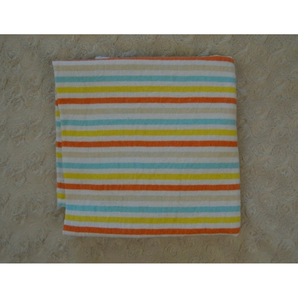 Cudlie Striped Baby Receiving Blanket Orange White Yellow Blue Tan Flannel